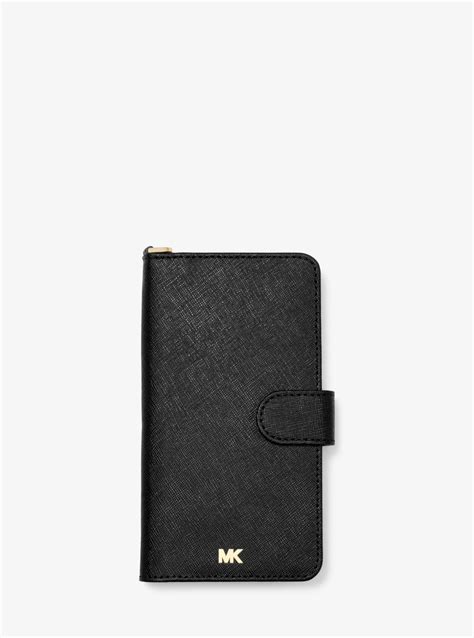 michael kors saffiano phone case|Saffiano Leather Folio Case for iPhone X/XS .